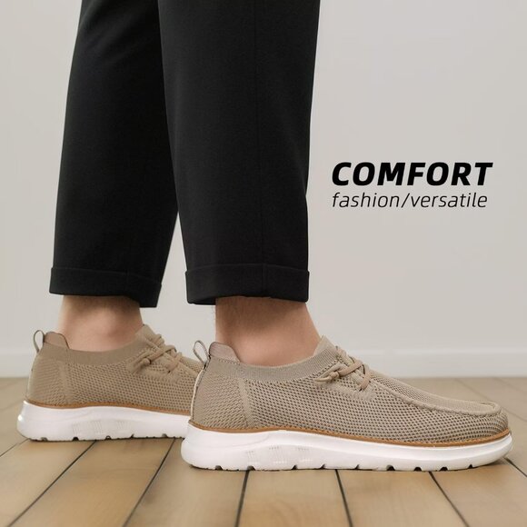 Men\'s Khaki Loafers Shoes Casual Mesh Walking Boat Shoes Dress Sneakers main image 7